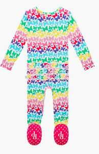 Posh Peanut RAINBOW BUTTERFLY Ruffled Zipper Footie