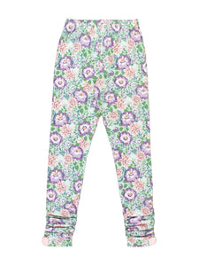 Ruffle Butts ALPINE FLORAL Kids Ruched Bow Legging