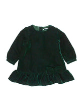 Load image into Gallery viewer, Ruffle Butts VELOUR Forrest Green Long Sleeve Drop Waist Dress
