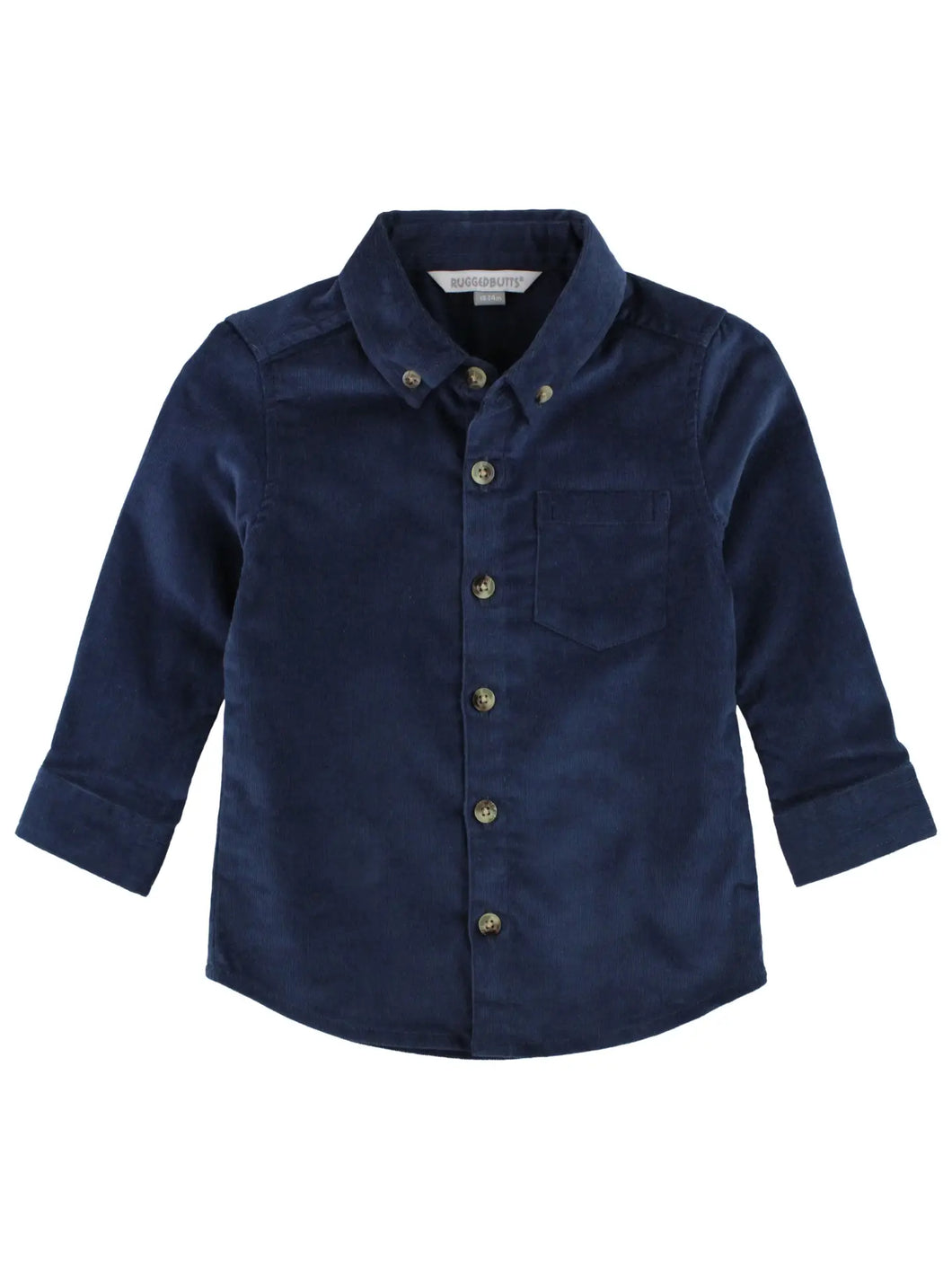 Rugged Butts DARK NAVY Stretch Corduroy Long Sleeve Button Down