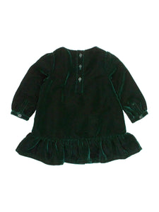 Ruffle Butts VELOUR Forrest Green Long Sleeve Drop Waist Dress