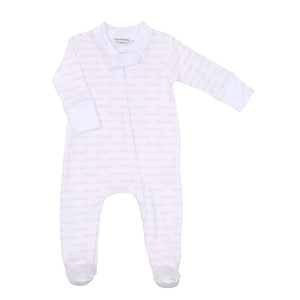 magnolia baby Little Sister Pink Printed Zipper Footie