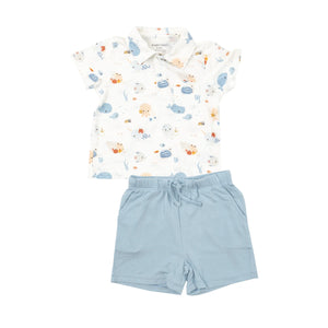 Angel Dear CUTE OCEAN Polo Shirt & Short Set