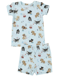 Angel Dear Blue Puppy Alphabet Short Loungewear Set