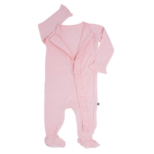 Sweet Bamboo PERFECT PINK Ruffle Zipper Footie