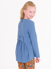 Load image into Gallery viewer, Ruffle Butts COUNTRYSIDE BLUE Waffle Knit Long Sleeve Bow Back Top
