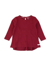 Load image into Gallery viewer, Ruffle Butts DARK CHERRY Waffle Knit Long Sleeve Bow Back Top
