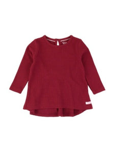 Ruffle Butts DARK CHERRY Waffle Knit Long Sleeve Bow Back Top