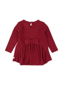 Ruffle Butts DARK CHERRY Waffle Knit Long Sleeve Bow Back Top