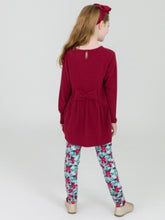 Load image into Gallery viewer, Ruffle Butts DARK CHERRY Waffle Knit Long Sleeve Bow Back Top
