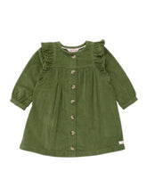 Load image into Gallery viewer, Ruffle Butts DUSTY OLIVE Stretch Corduroy Ruffle Detail Dress
