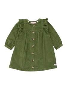 Ruffle Butts DUSTY OLIVE Stretch Corduroy Ruffle Detail Dress