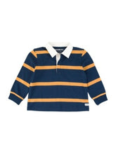 Load image into Gallery viewer, Rugged Butts NAVY &amp; HONEY WIDE STRIPE Long Sleeve Rugby Polo
