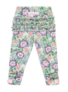 Ruffle Butts ALPINE FLORAL Baby Ruched Bow Legging