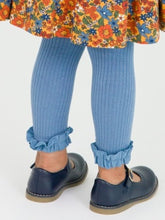 Load image into Gallery viewer, Ruffle Butts COUNTRYSIDE BLUE Rib Knit Footless Ruffle Tight
