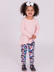 Ruffle Butts POPPY PETALS Ruched Ruffle Back Bow Leggings