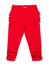 Load image into Gallery viewer, Ruffle Butts RED Ruched Ruffle Back Bow Leggings
