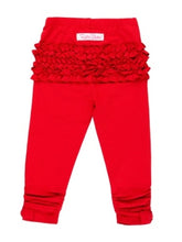 Load image into Gallery viewer, Ruffle Butts RED Ruched Ruffle Back Bow Leggings
